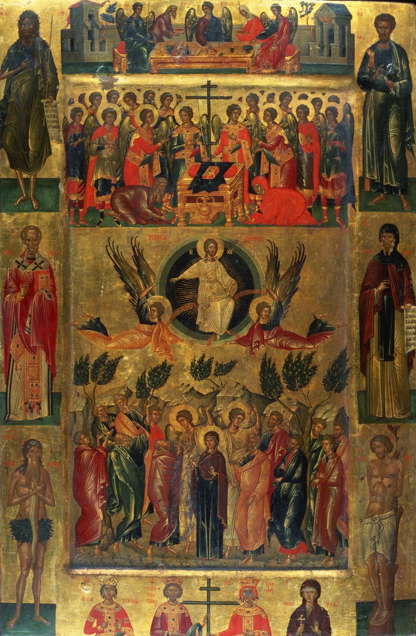 Die Himmelfahrt Christi mit der Hetoimasia, 15. Jahrhundert von Andreas Ritzos