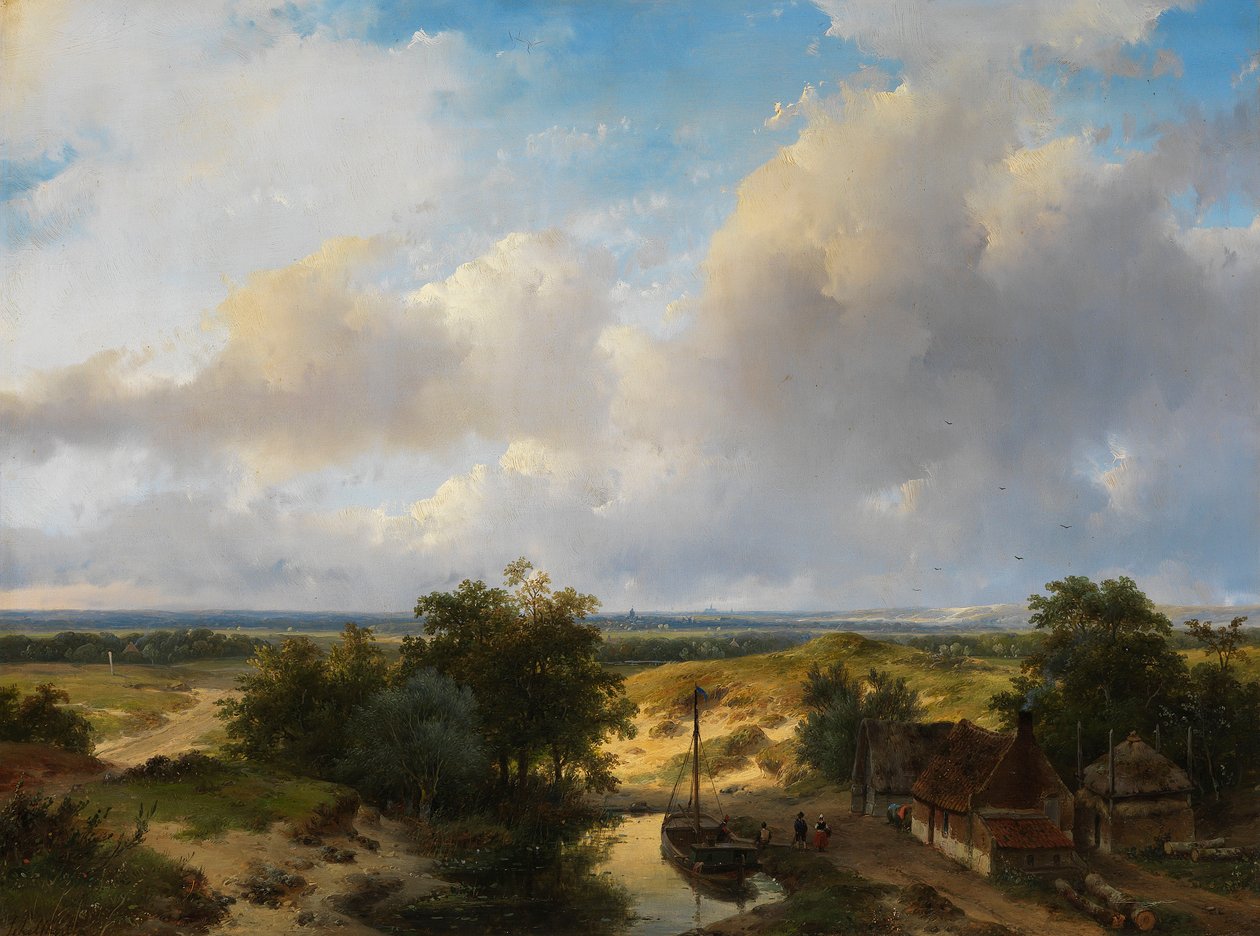 Niederländische Landschaft mit Blick auf Haarlem von Andreas Schelfhout