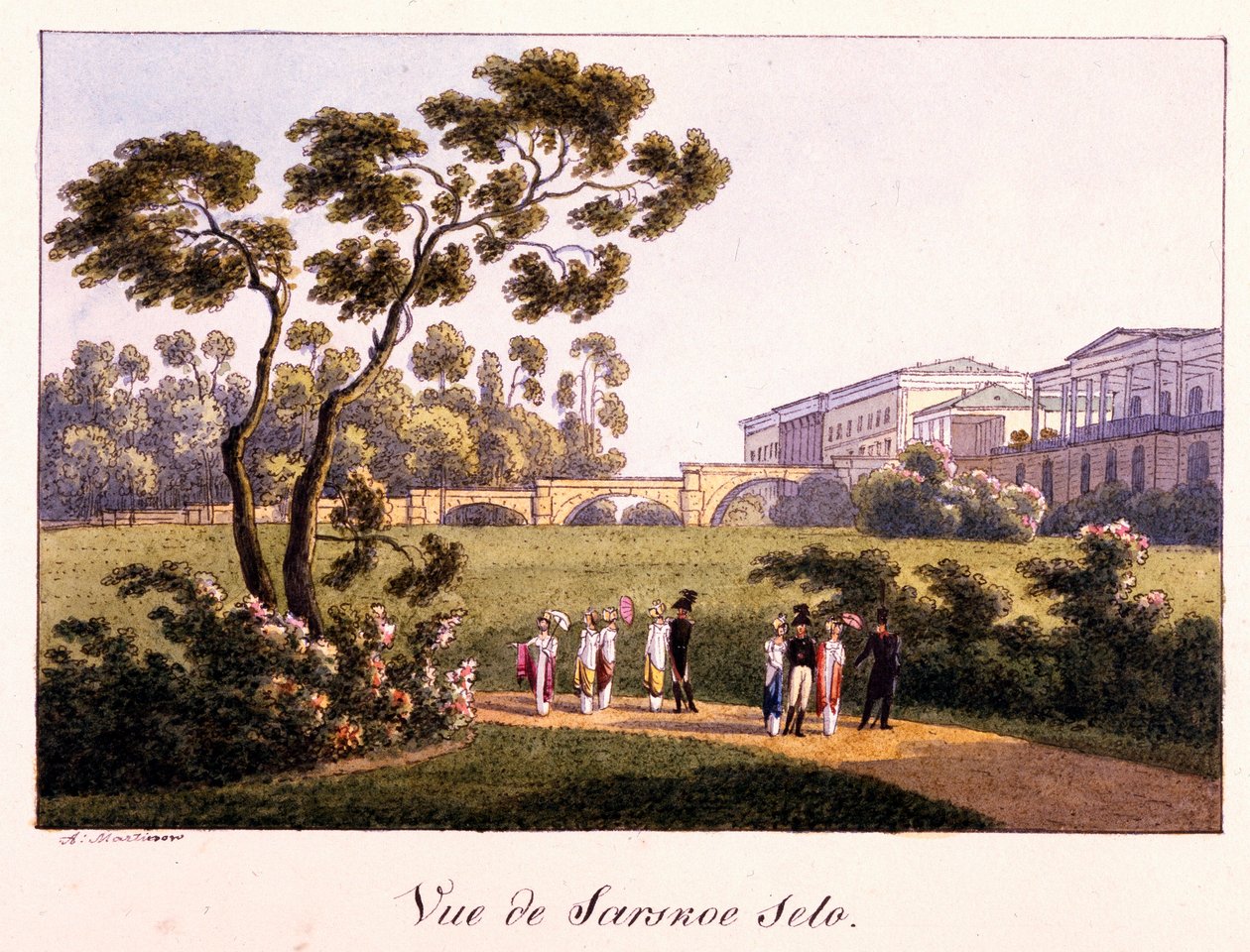 Ansicht der Cameron-Galerie im Park in Zarskoje Selo von Andrei Yefimovich Martynov