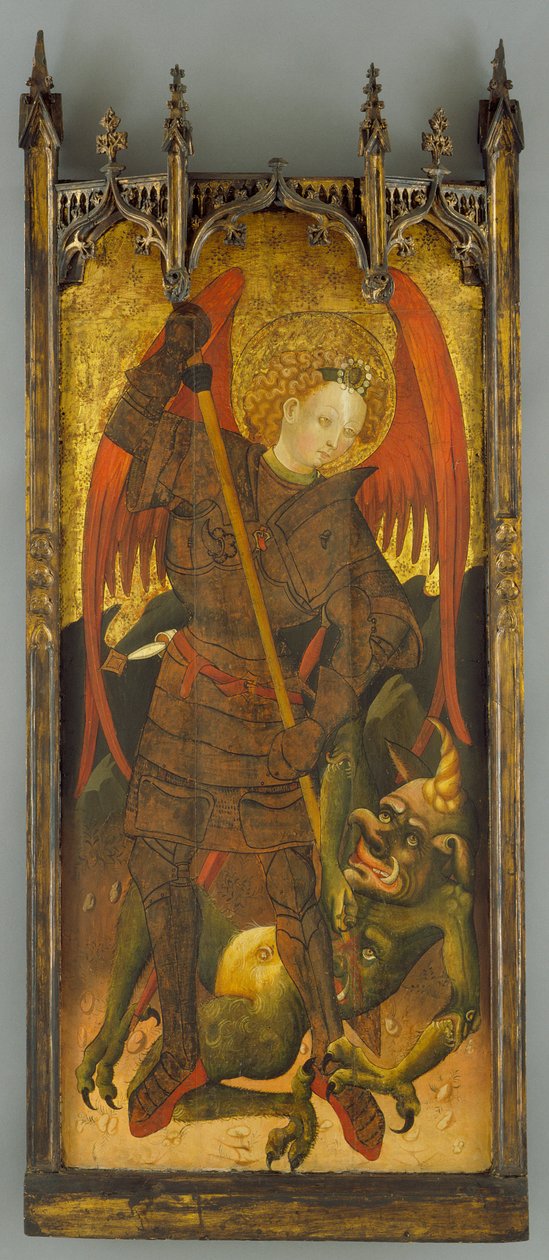 Der heilige Michael kämpft gegen den Drachen, ca. 1400 von Andres Marcal de Sas