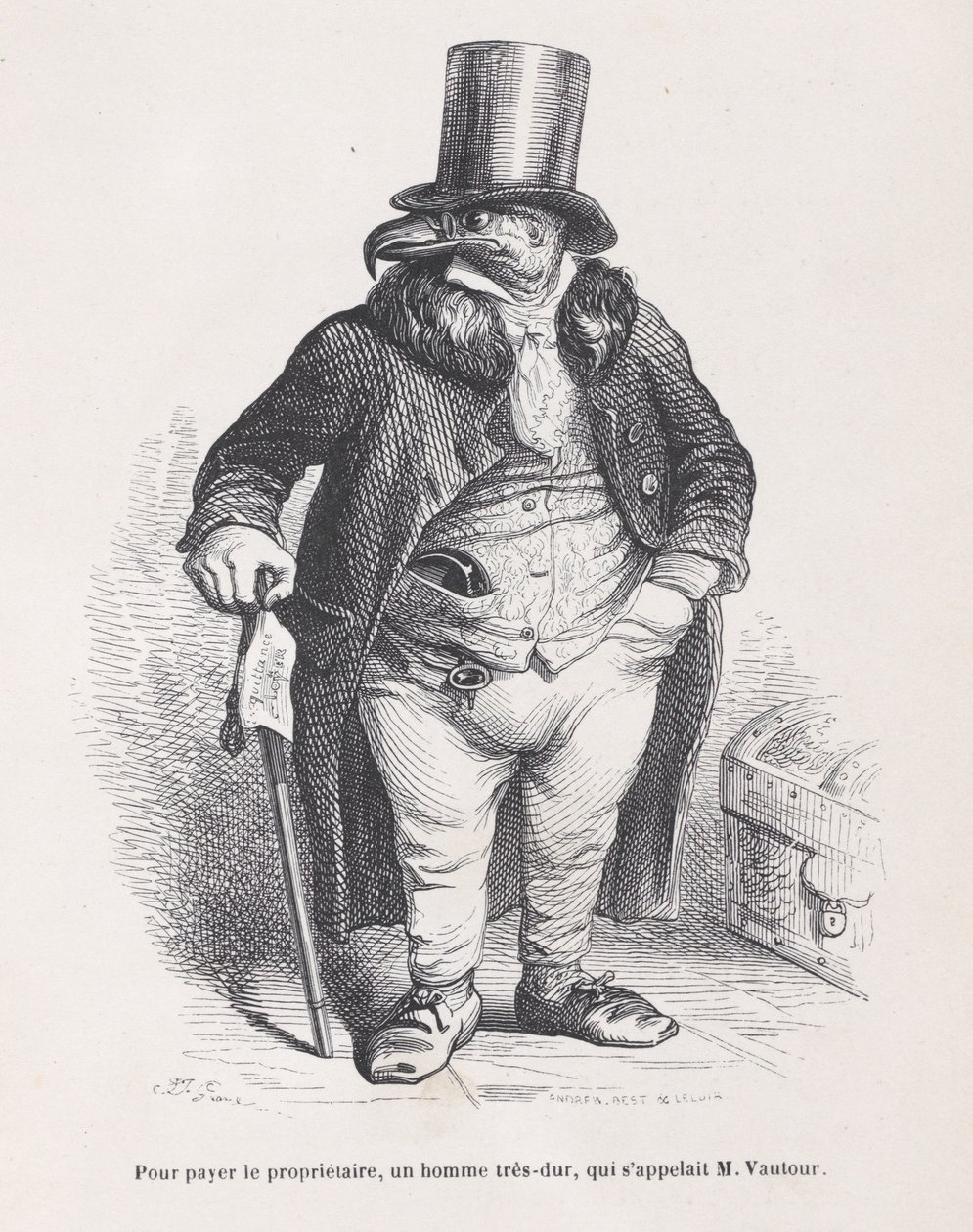 Um den Vermieter zu bezahlen, einen sehr harten Mann, dessen Name M. Vautour war, aus Szenen aus t..., ca. 1837-47 von Andrew Best Leloir