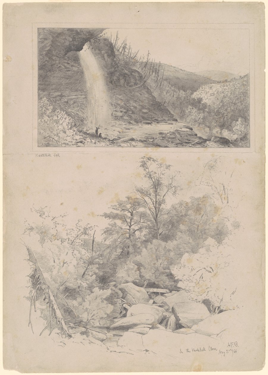 Kaatskill Fall; und In der Kaatskill-Schlucht von Andrew Fisher Bunner