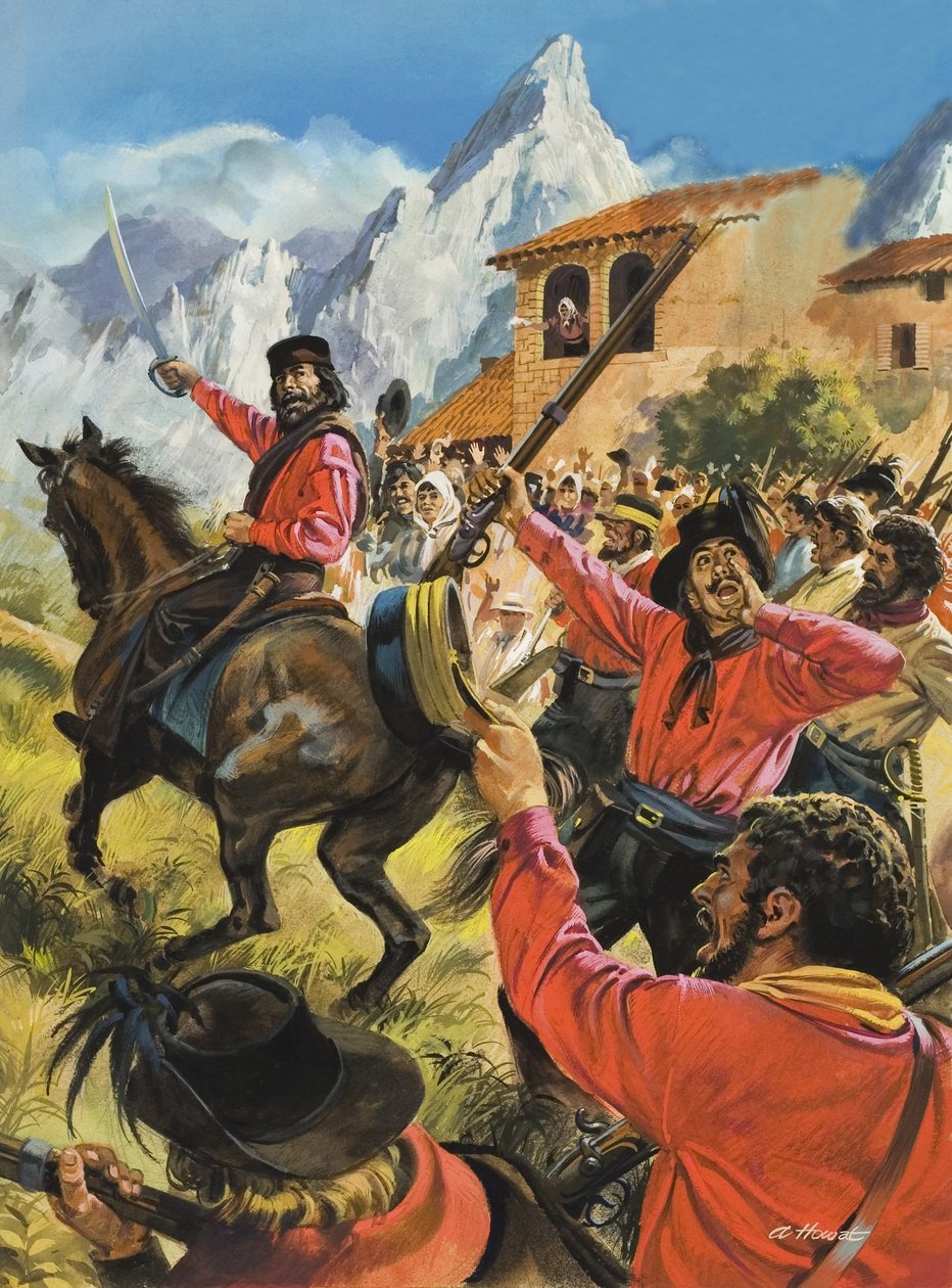 Giuseppe Garibaldi (1807-82) und seine Armee im Kampf mit den neapolitanischen Königstruppen von Andrew Howat