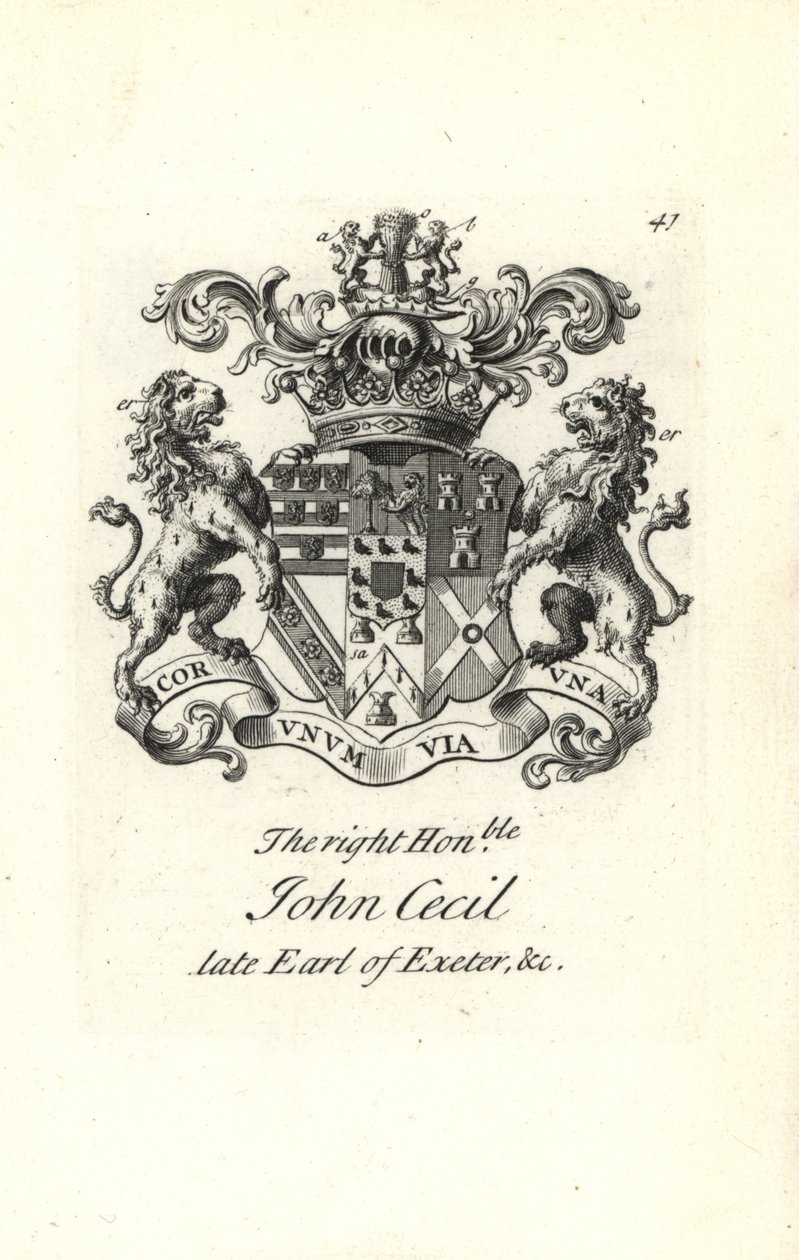 Wappen und Wappenschild des hoch ehrenwerten John Cecil, 6. Earl of Exeter von Andrew Johnston