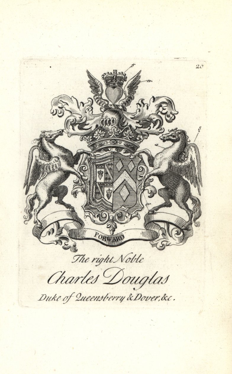 Wappen und Kamm des edlen Charles Douglas, 3. Herzog von Queensberry und Dover von Andrew Johnston