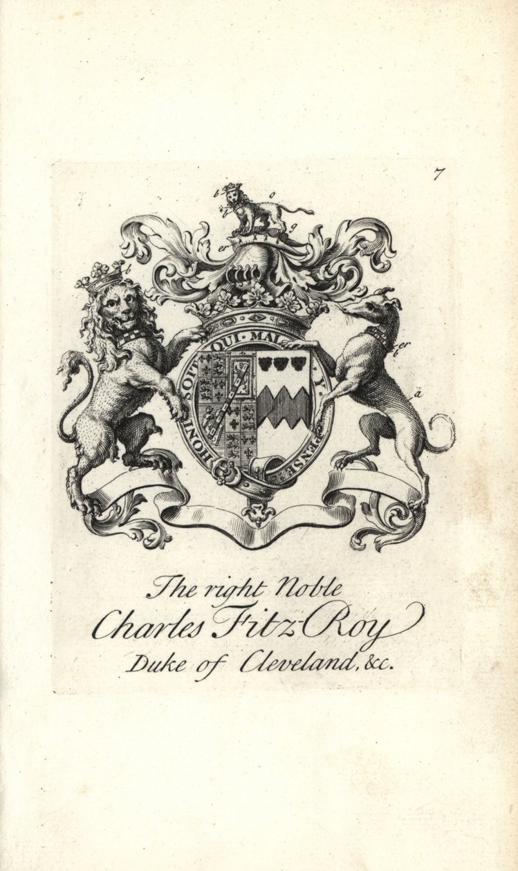 Wappen und Kamm des hochadligen Charles Fitz-Roy, 2. Herzog von Cleveland von Andrew Johnston