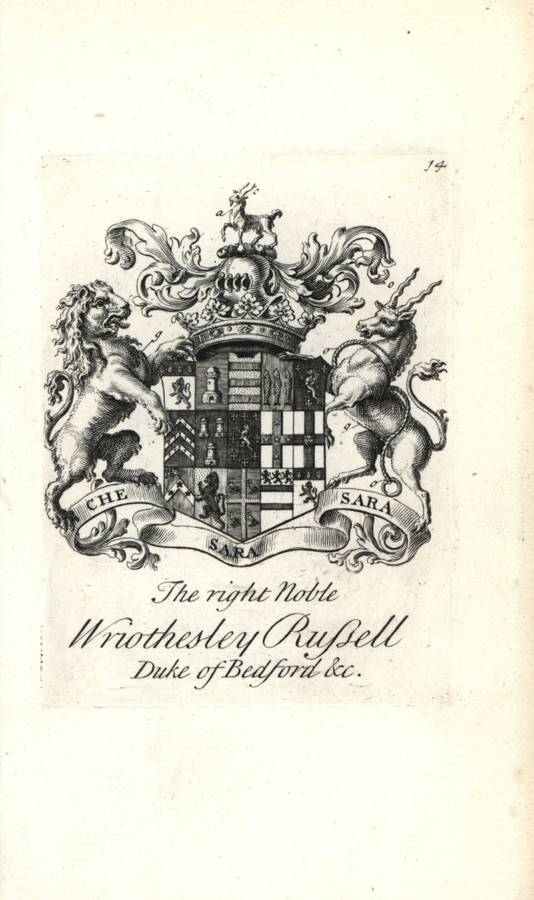 Wappen und Wappenschild des hochadligen Wriothesley Russell, 3. Herzog von Bedford von Andrew Johnston