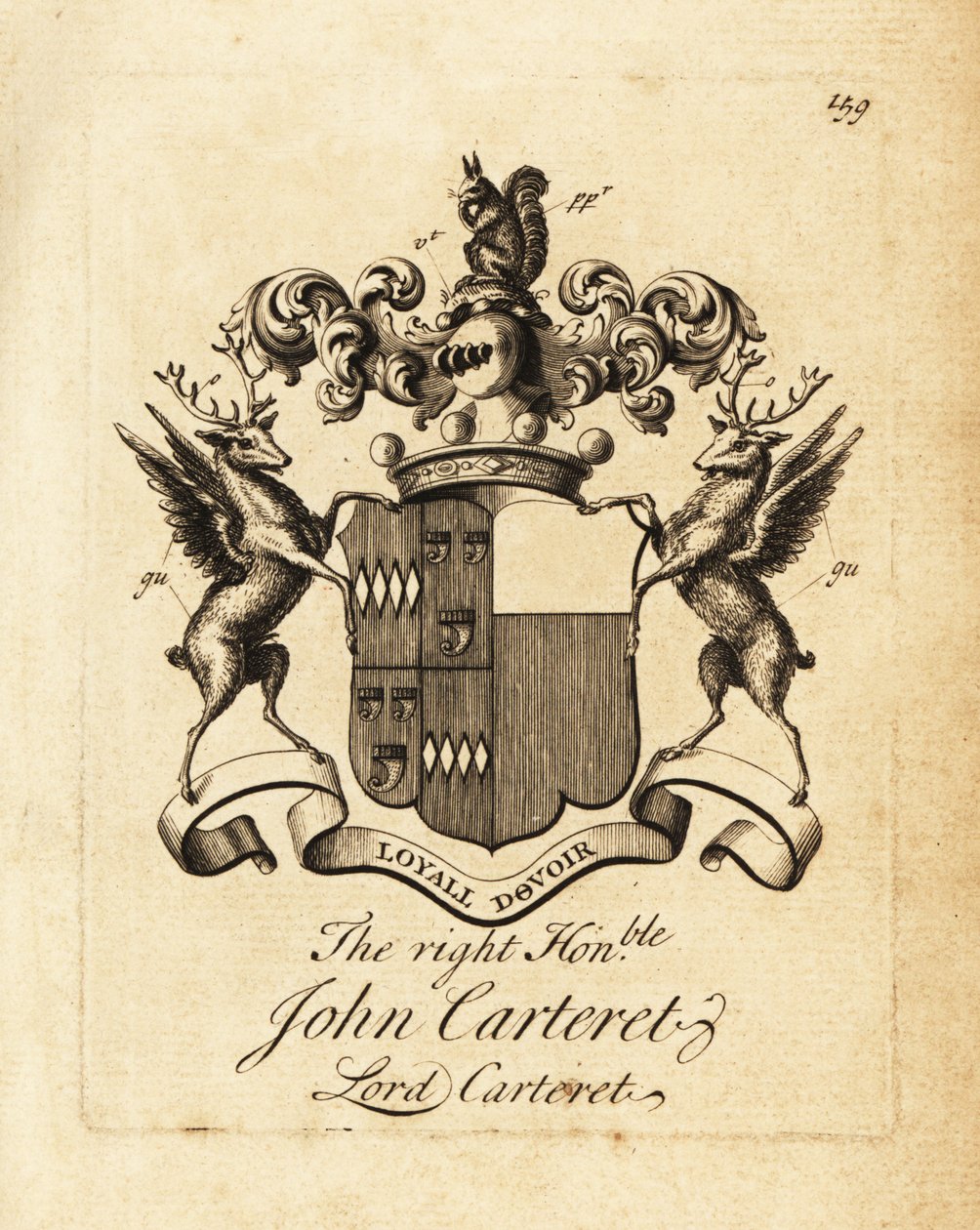 Wappen des hochverehrten John Carteret, Lord Carteret, 2. Earl Granville, 7. Seigneur von Sark von Andrew Johnston