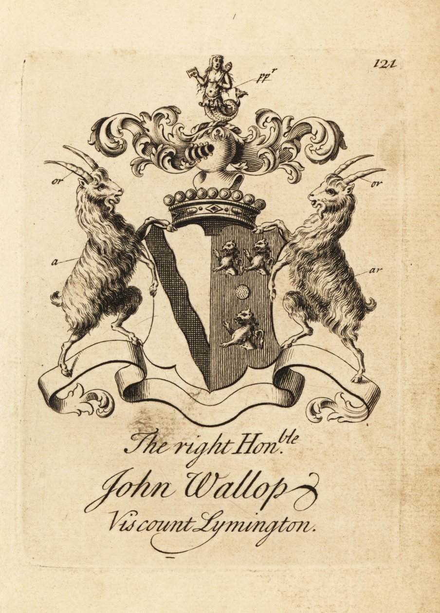 Wappen des Hochwohlgeborenen John Wallop, Viscount Lymington von Andrew Johnston