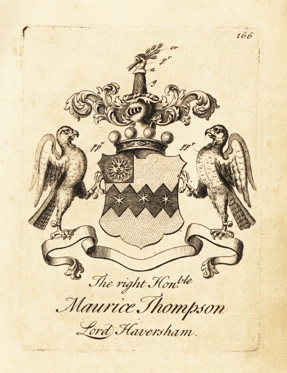 Wappen des hochverehrten Maurice Thompson, Lord Haversham, 2. Baron Haversham von Andrew Johnston
