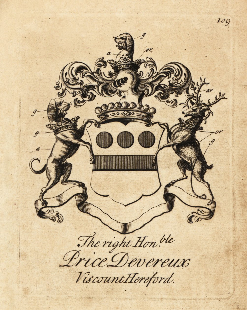 Wappen des Hochwohlgeborenen Price Devereux, 9. Viscount Hereford (1664-1740) von Andrew Johnston