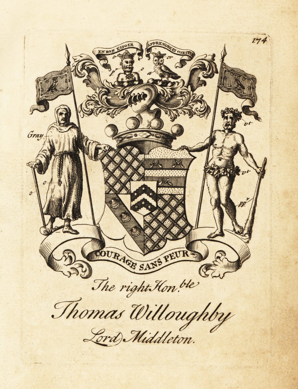 Wappen des hochverehrten Thomas Willoughby, Lord Middleton von Andrew Johnston