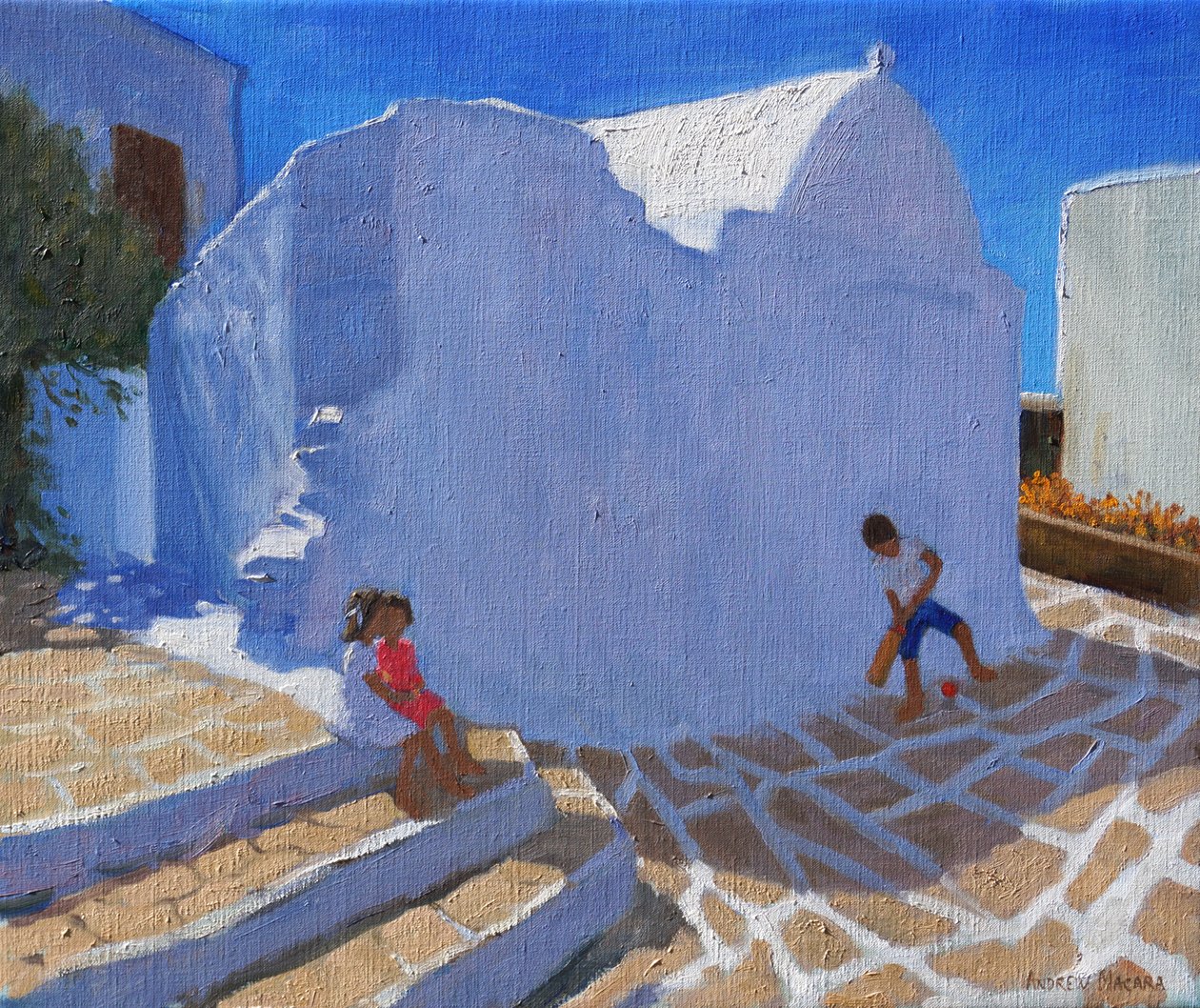 Cricket an der Kirchenmauer, Mykonos von Andrew Macara