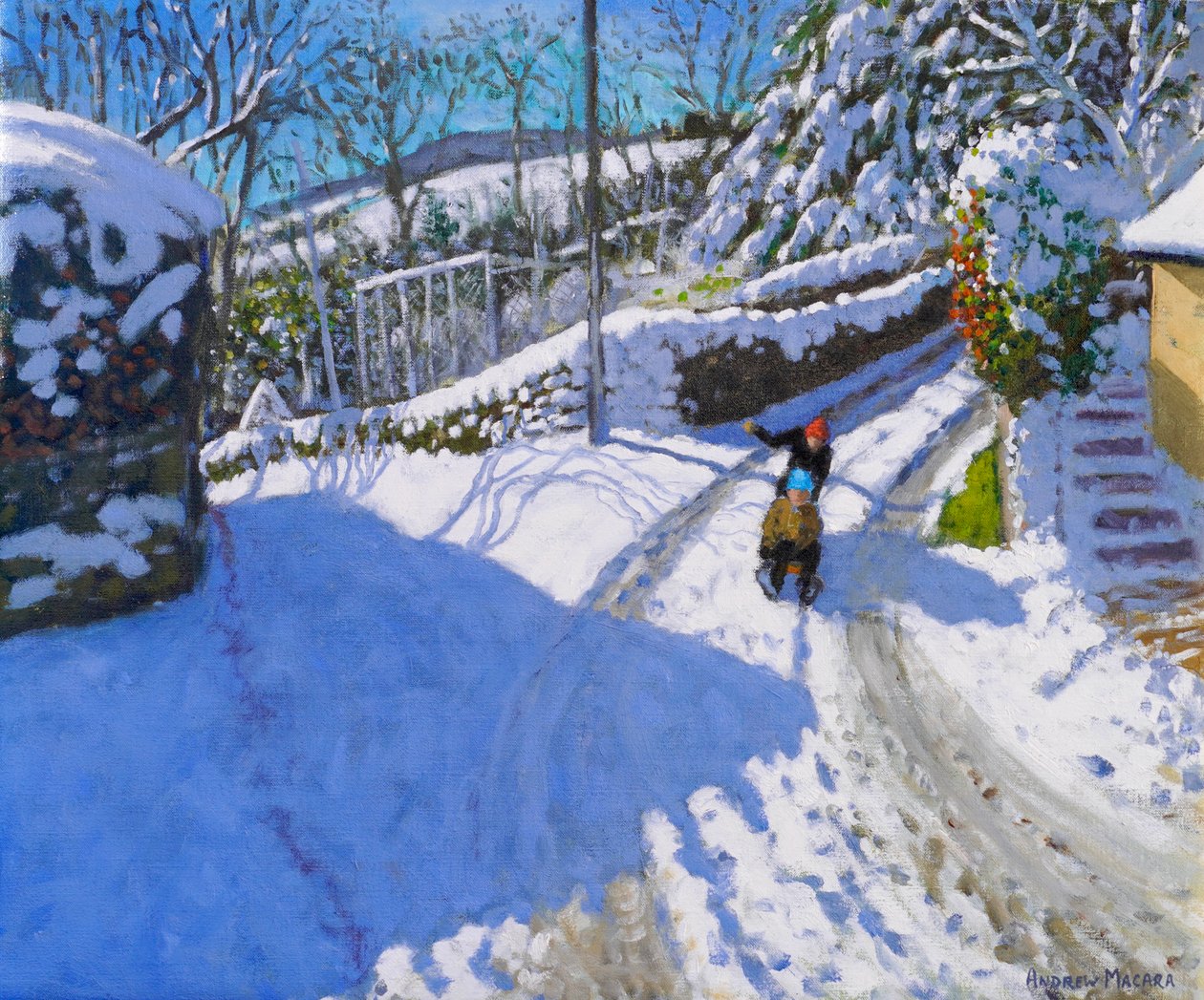 Schlittenfahren in Wirksworth, Derbyshire von Andrew Macara