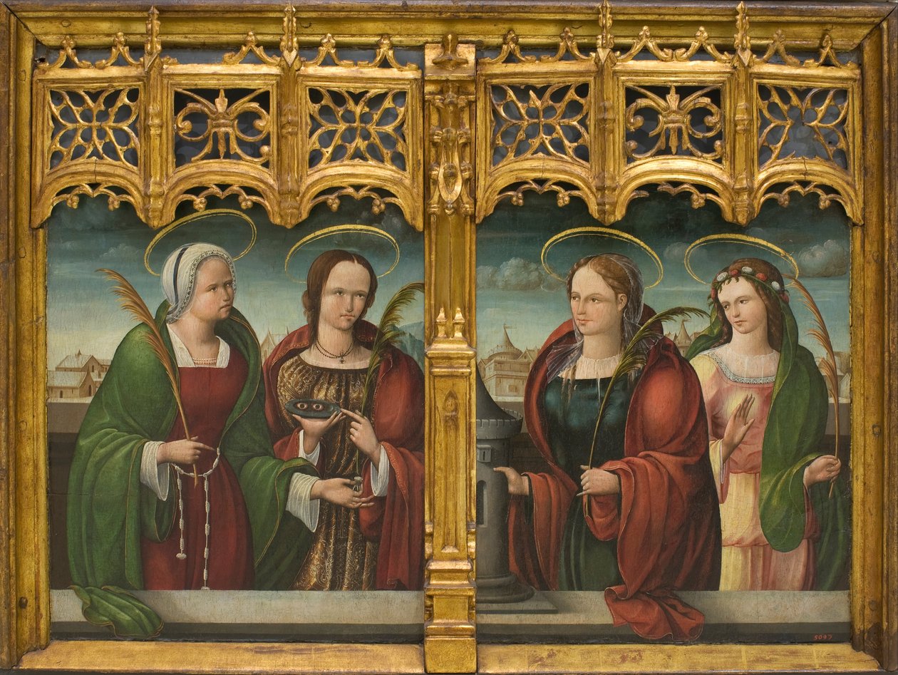 Heilige Apollonia, Lucia und Barbara und ein weiterer Heiliger Märtyrer von Andrés de Melgar