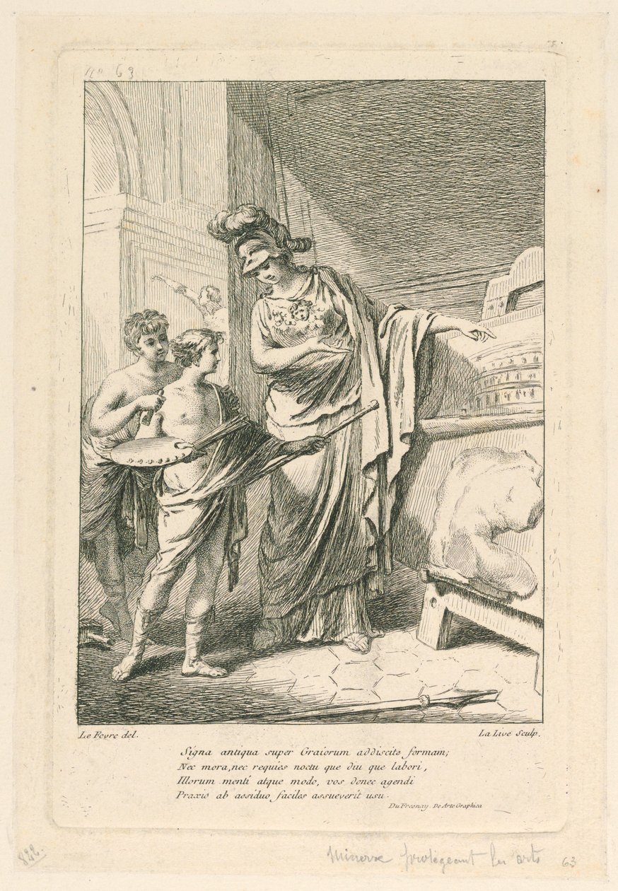 Minerva schützt die Künste von Ange Laurent de Lalive de Jully