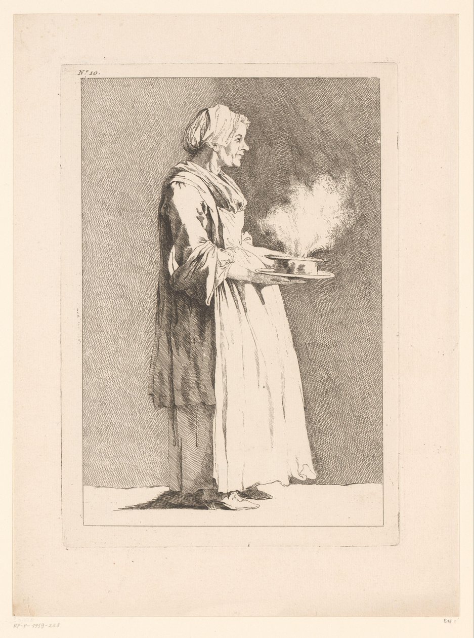 Karikatur einer Frau mit Mahlzeit (Karikaturen nach J. Saly) von Ange Laurent de, marquis de Rémoville Lalive