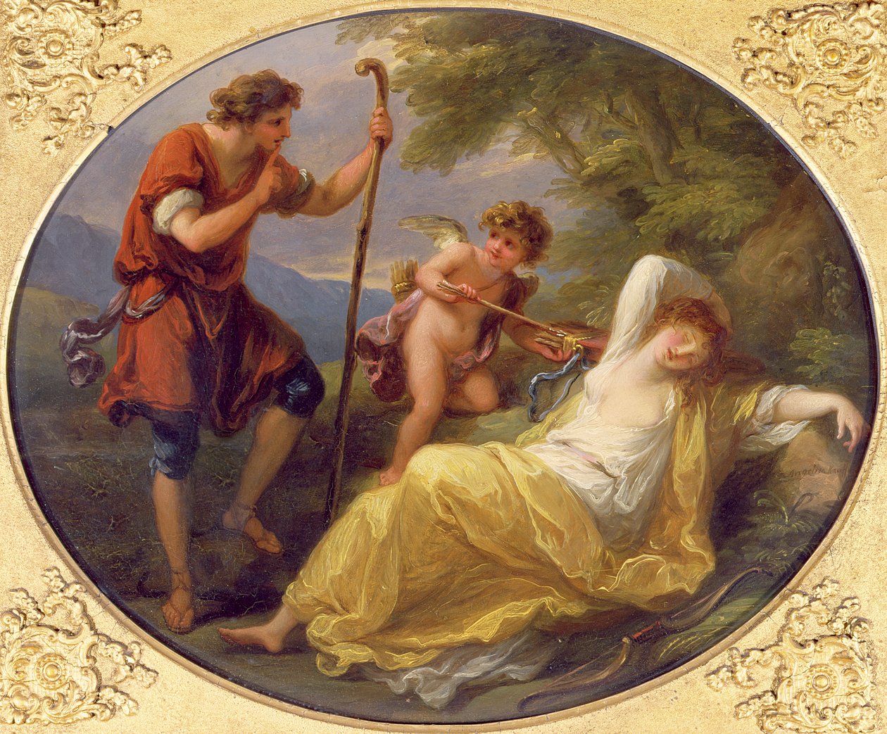 Eine schlafende Nymphe, beobachtet von einem Hirten, 1780 von Angelica Kauffmann