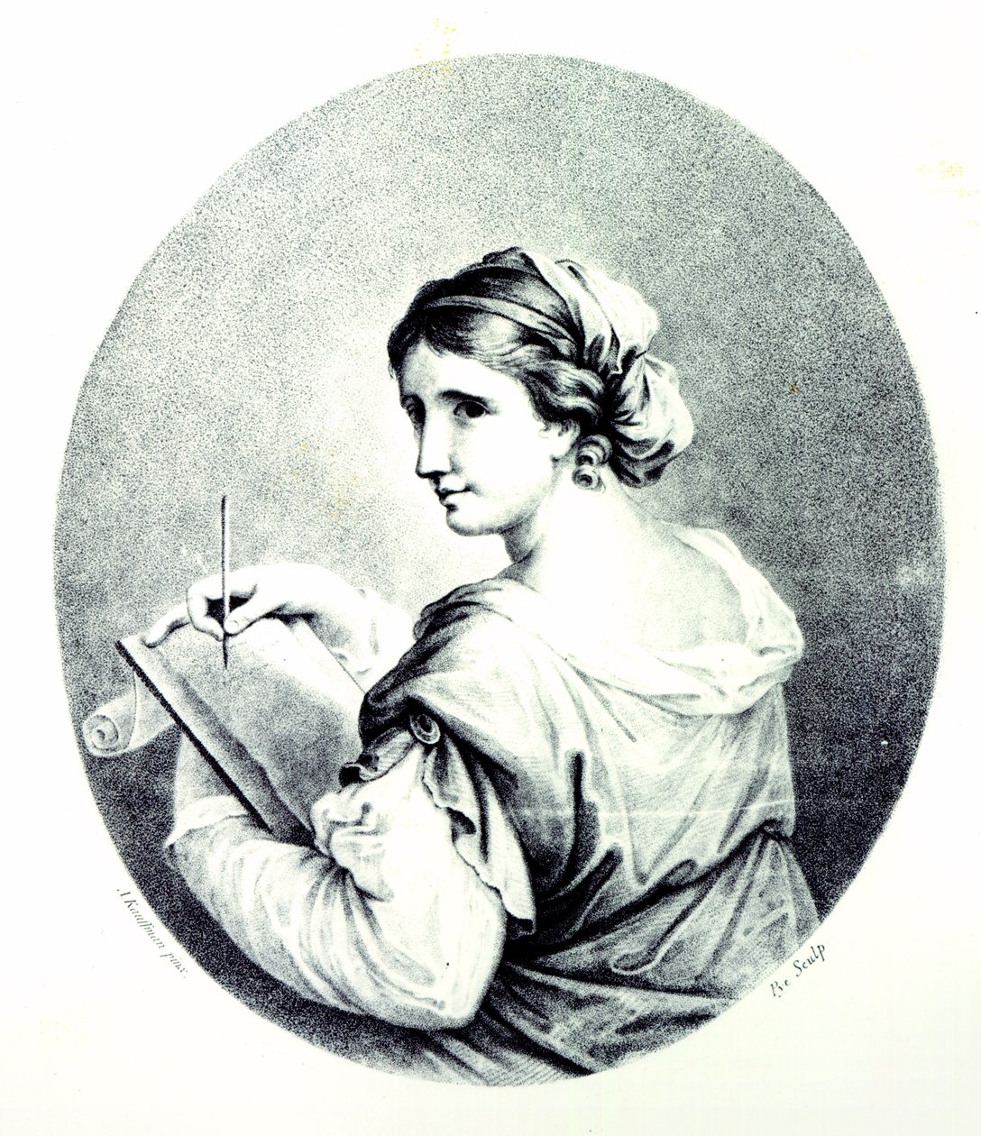 Sappho, graviert von Pye, 1774 von Angelica Kauffmann