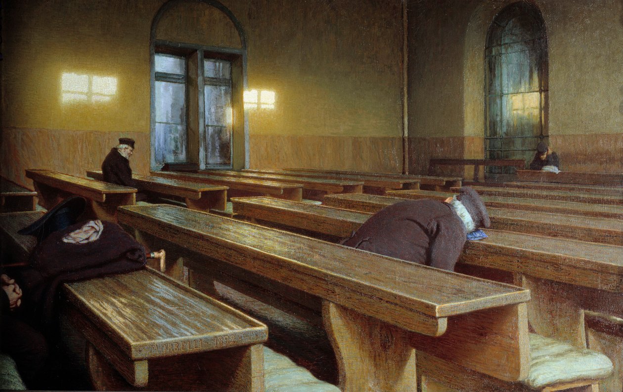 Feiertag im Trivulzio-Hospiz in Mailand von Angelo Morbelli