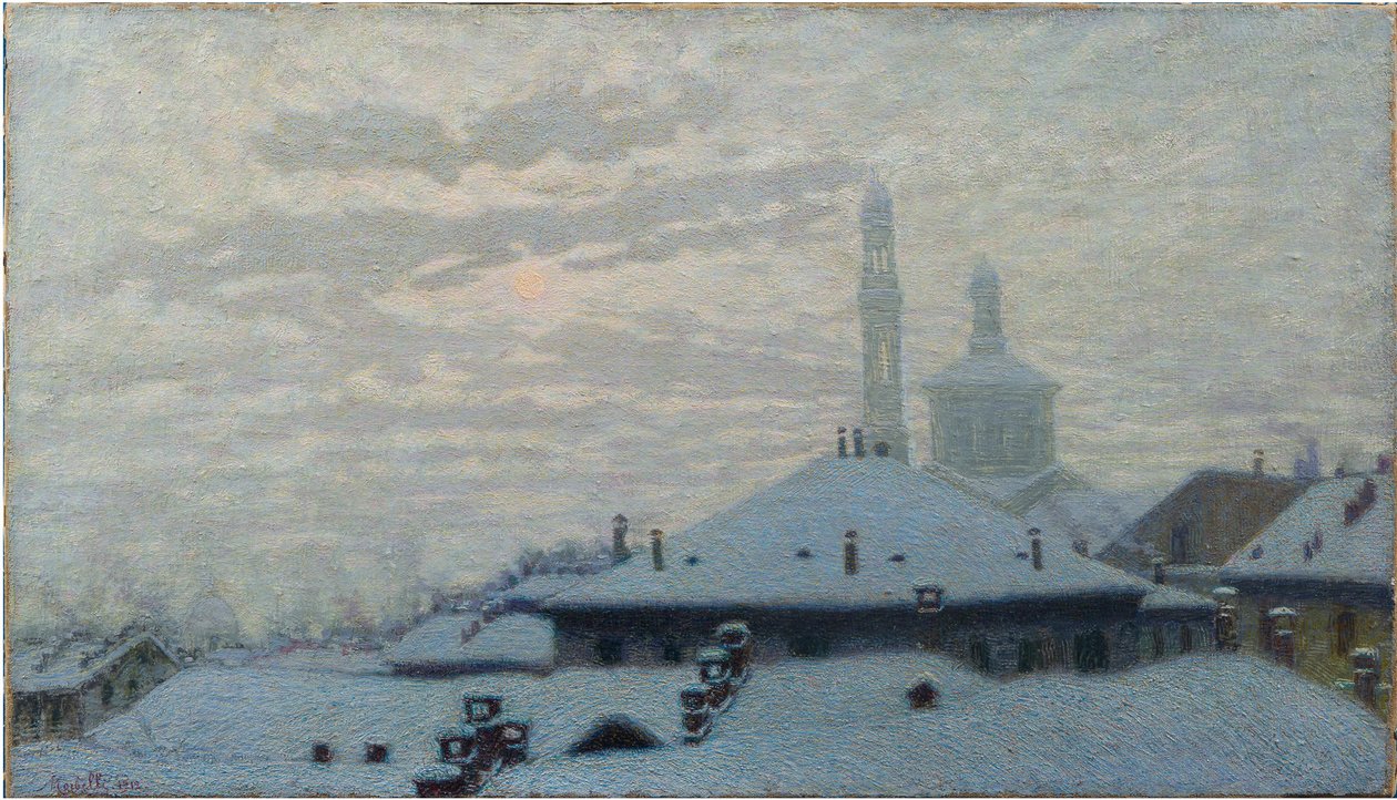 Dächer unter dem Schnee, 1910 von Angelo Morbelli