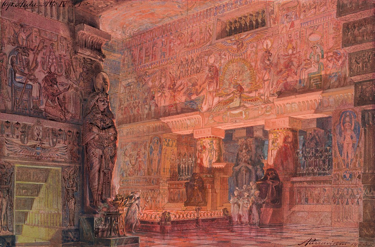 Bühnenbild für die Oper Aida von Giuseppe Verdi von Angelo Parravicini