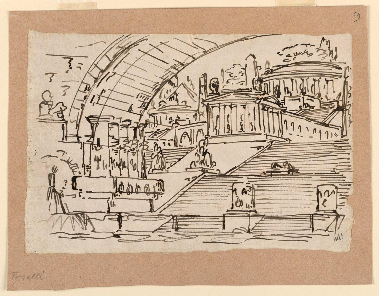 Bühnenbild, imaginäre Stadt von Angelo Toselli