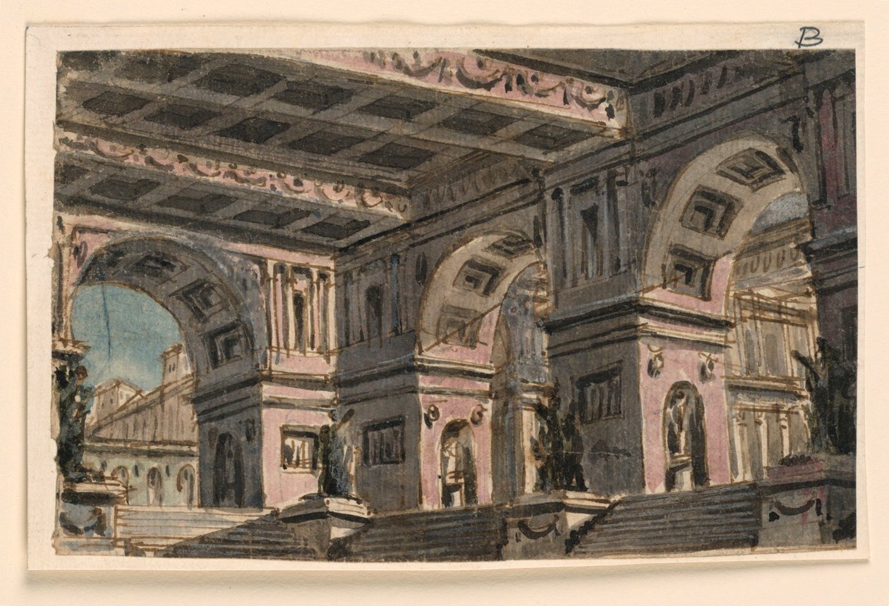 Bühnenbild, Palastatrium von Angelo Toselli