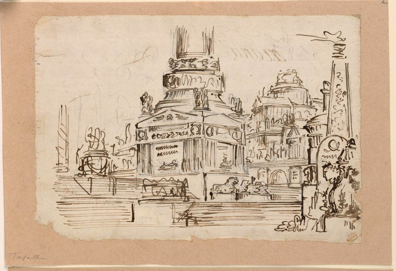 Bühnenbild, Sockel des Denkmals von Angelo Toselli