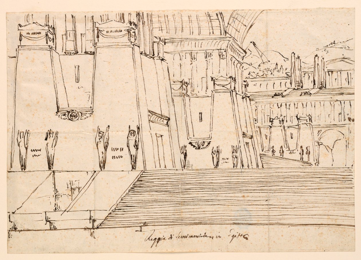 Bühnenbild für Semiramide von Gioachino Rossini von Angelo Toselli