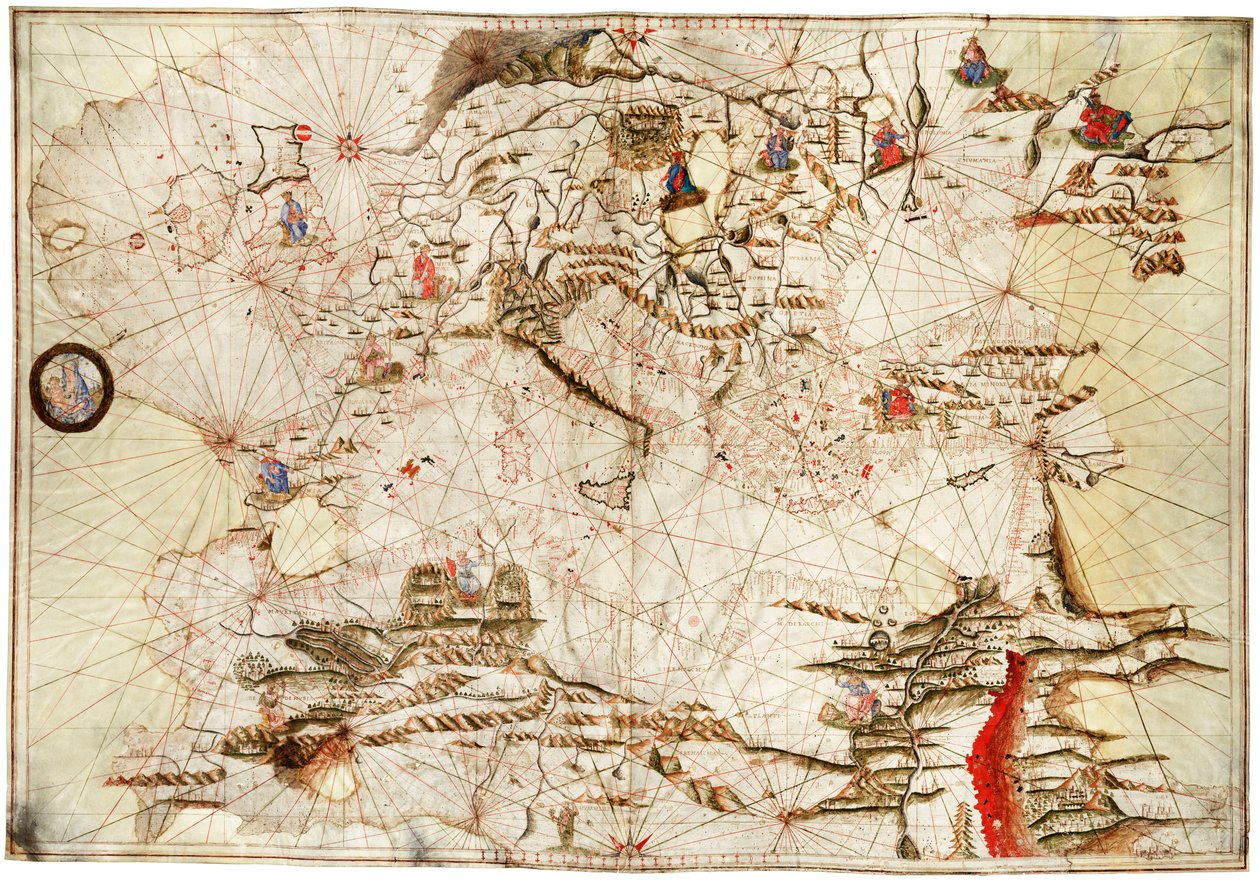 Das Mittelmeer, Schwarzes Meer und Nordost-Atlantik, ca. 1550 von Angelo de Conte Freducci