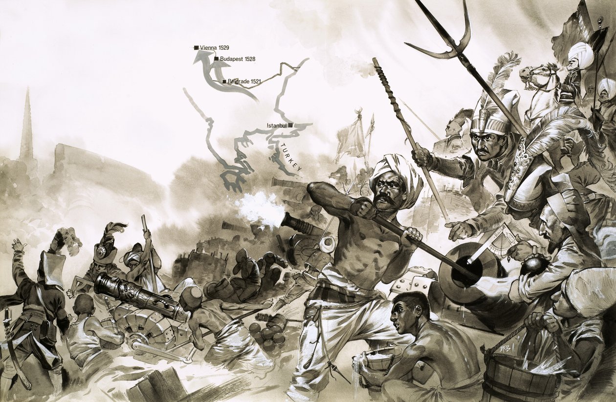 Die türkischen Armeen von Suleiman belagern Wien im Jahr 1529 von Angus McBride