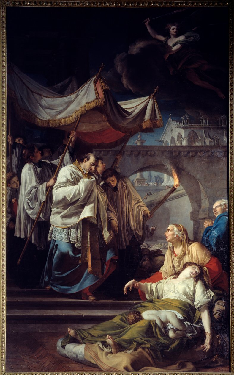 Borromee kommuniziert Pestkranke. Heiliger Karl Borromee (Carlo Borromeo) von Anicet Charles Gabriel Lemonnier