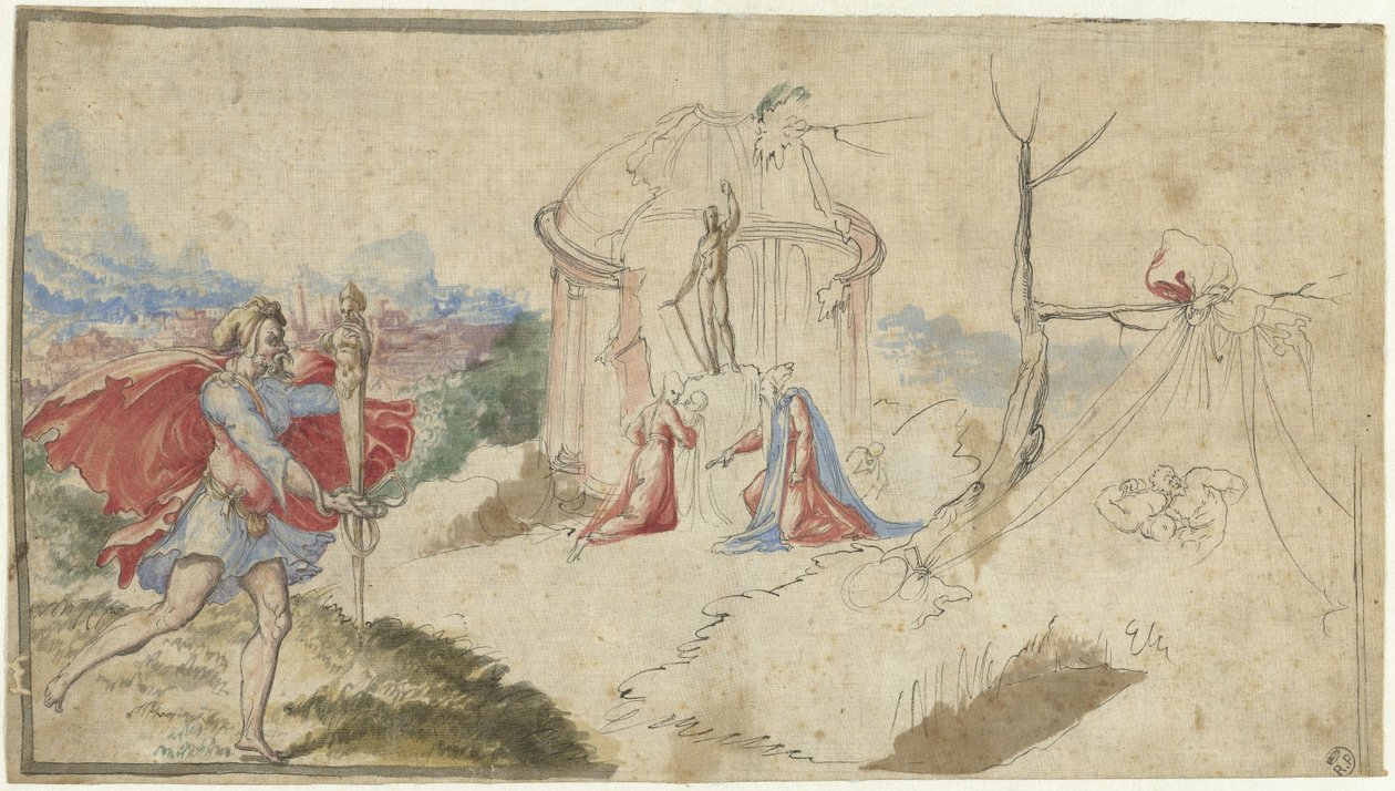 Mythologische Szene (Aeneas flieht aus Troja?) von Aniello Redita