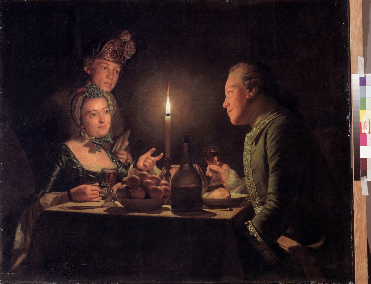Abendessen bei Kerzenlicht von Anna Dorothea Lisiewska