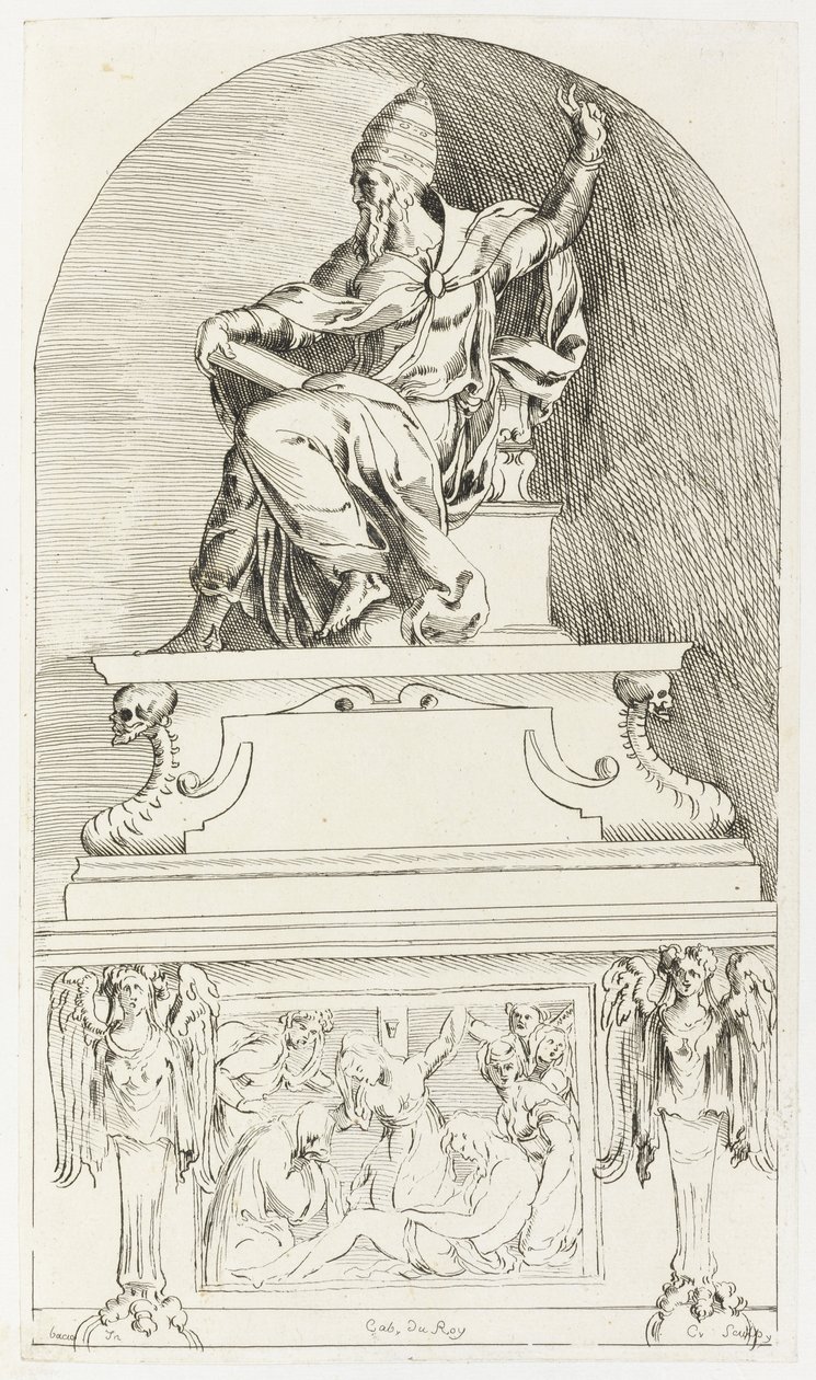 Studie für das Grab von Papst Clemens VII., nach Baccio (Bartolommeo) Bandinelli von Anne Claude Philippe de Caylus