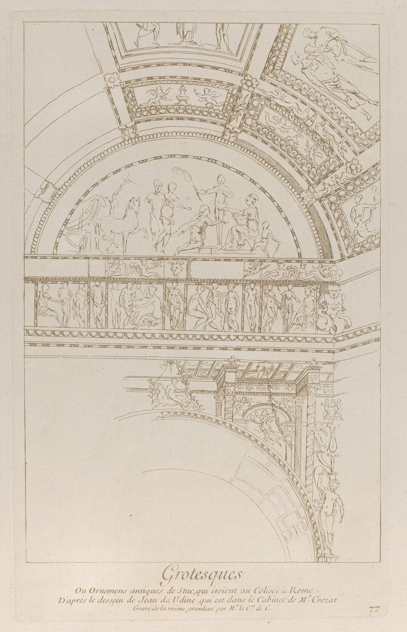 Grotesken: Detail der Stuckreliefs, die das Kolosseum in Rom schmücken, ca. 1729 von Anne Claude Philippe de Caylus