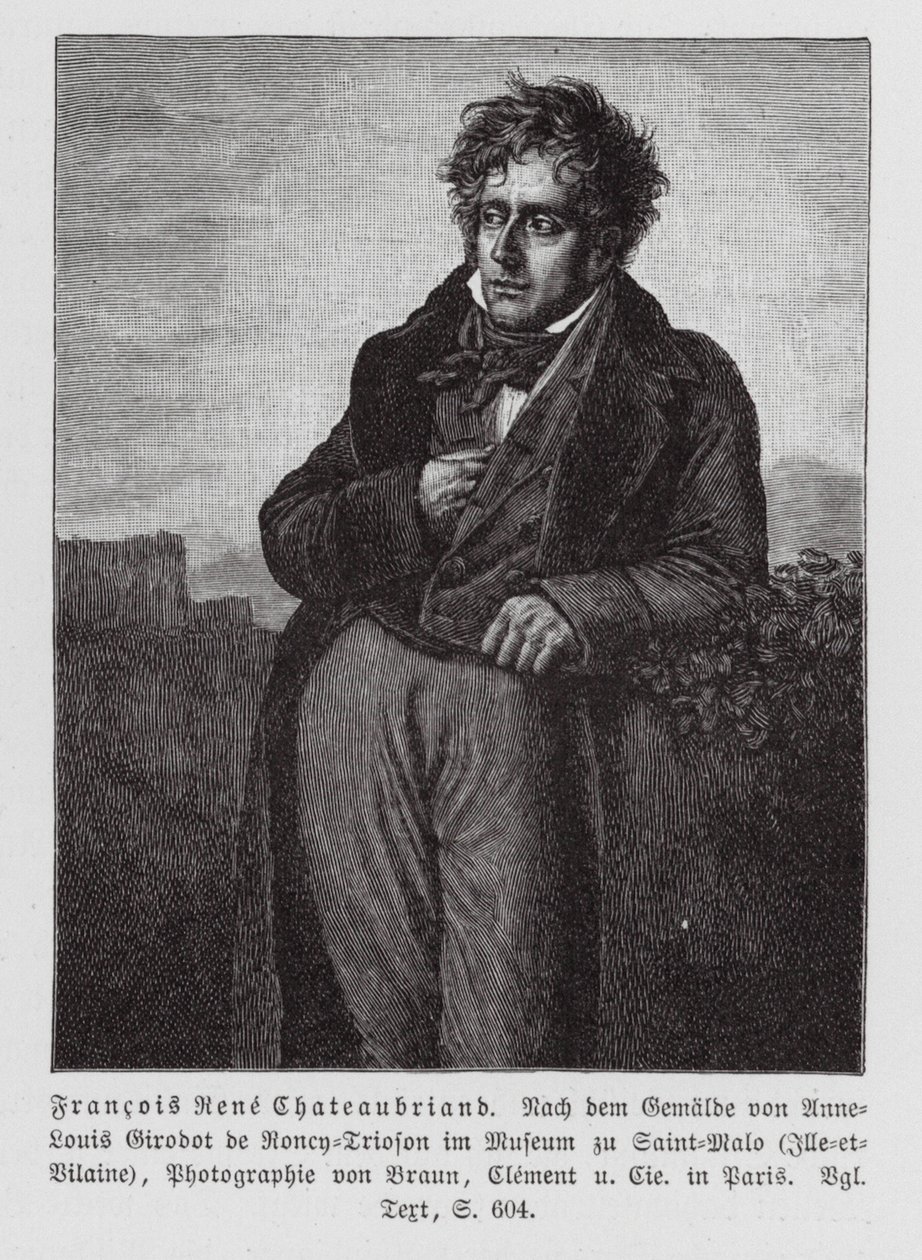 François René de Chateaubriand, französischer Schriftsteller, Politiker und Diplomat von Anne Louis (after) Girodet de Roucy-Trioson