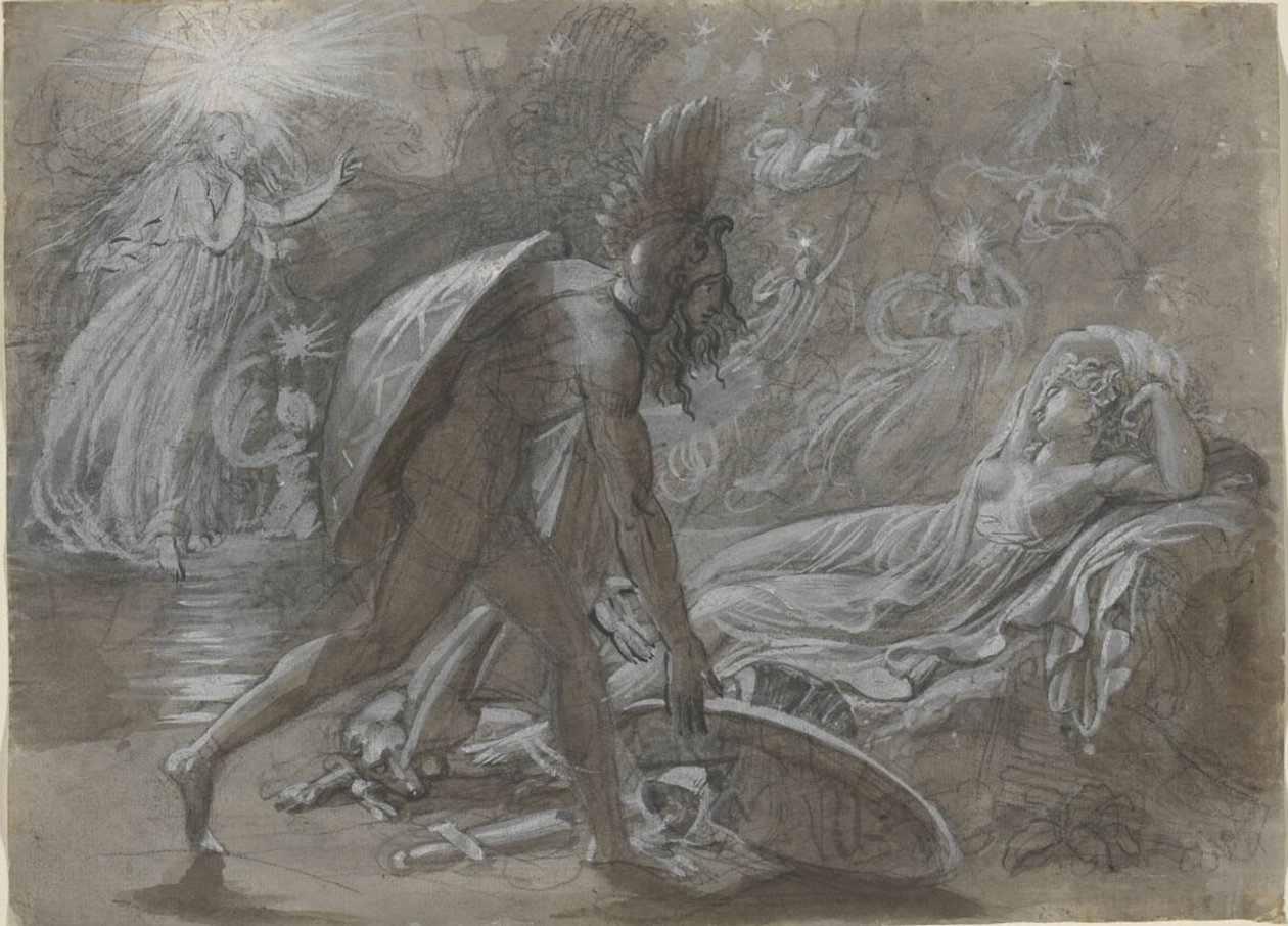 Fingal trauert über den Körper von Malvina, aus Ossians Berrathon von Anne Louis Girodet de Roussy Trioson