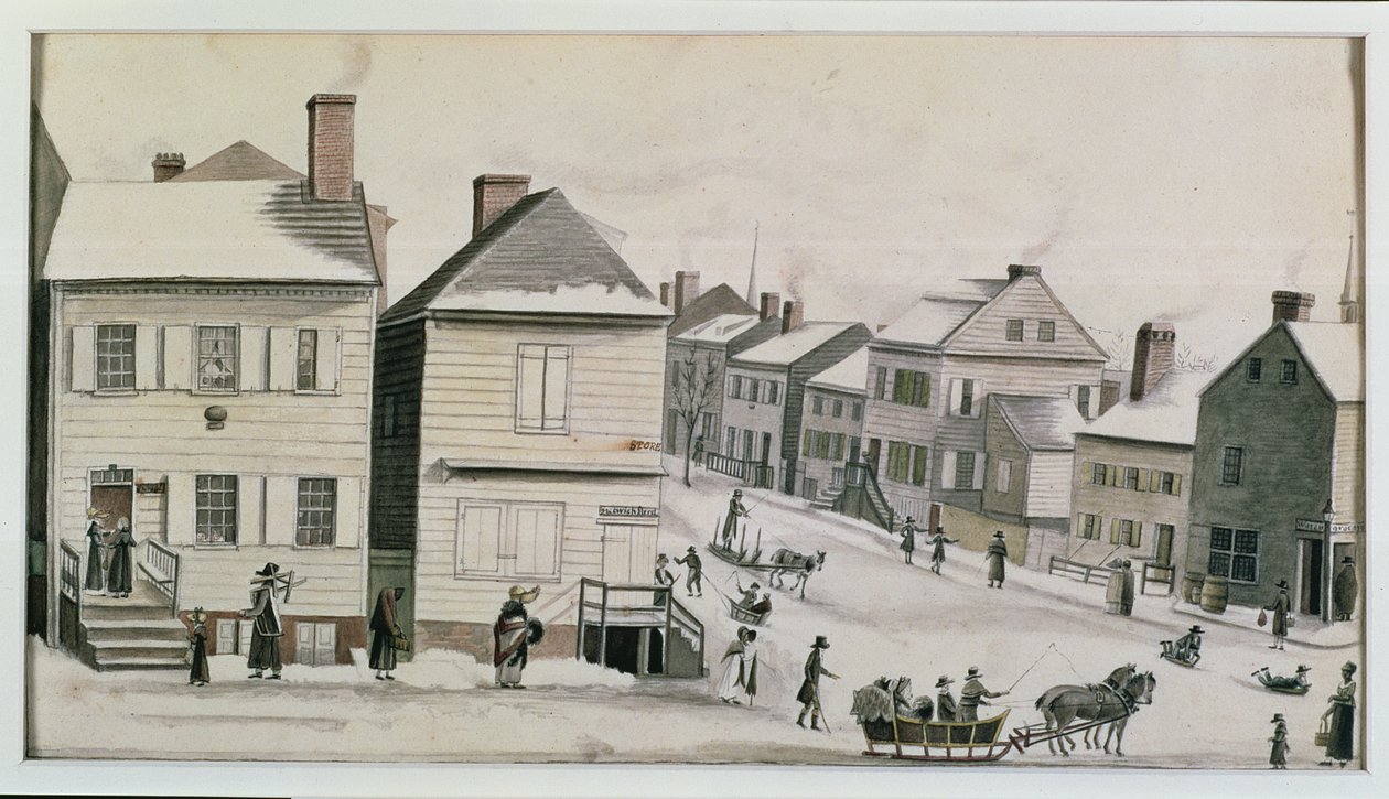 Die Ecke von Warren und Greenwich Street, 1809 von Anne Marguerite Hyde de Neuville