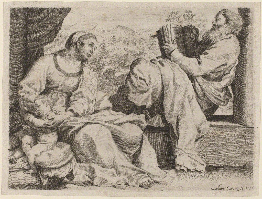 Die Heilige Familie mit dem jungen Johannes dem Täufer von Annibale Carracci