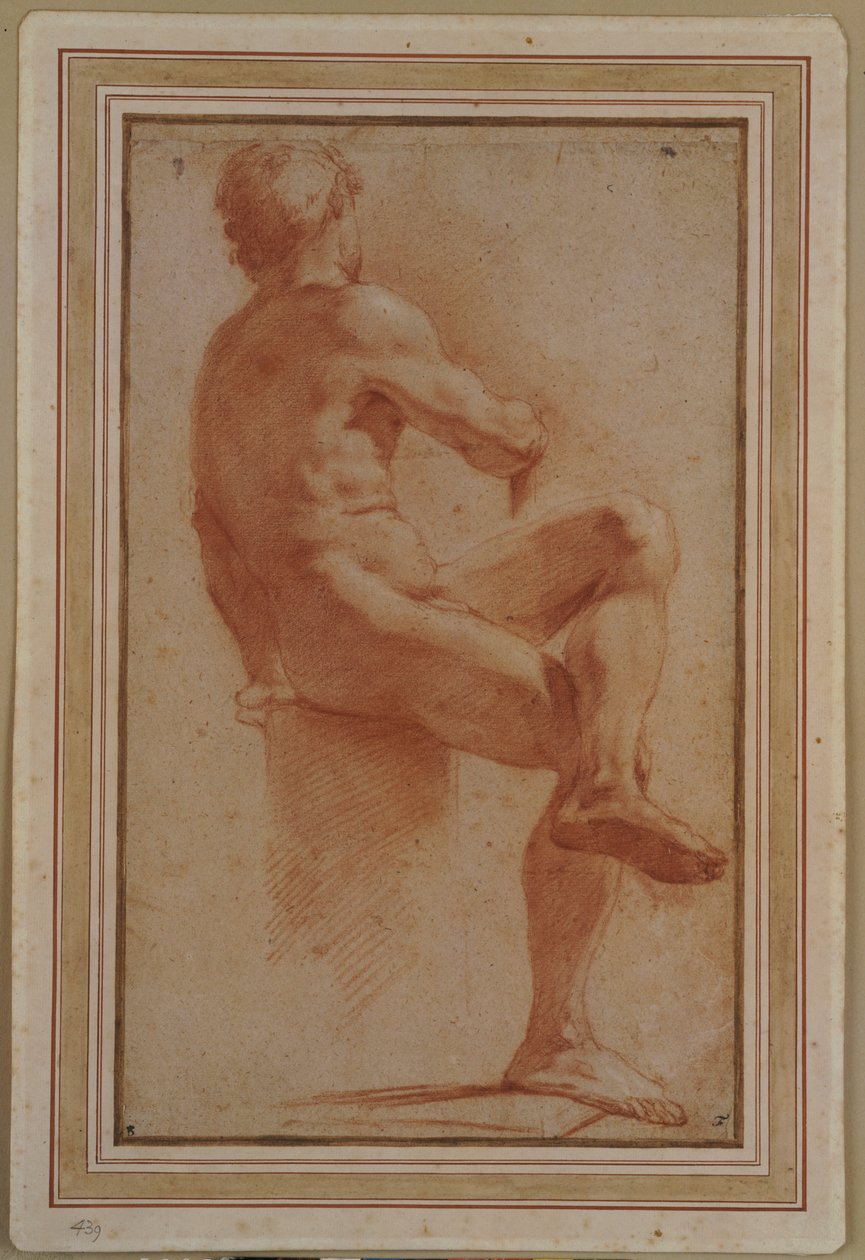 Ein männlicher Akt, sitzend mit dem Rücken gedreht von Annibale Carracci