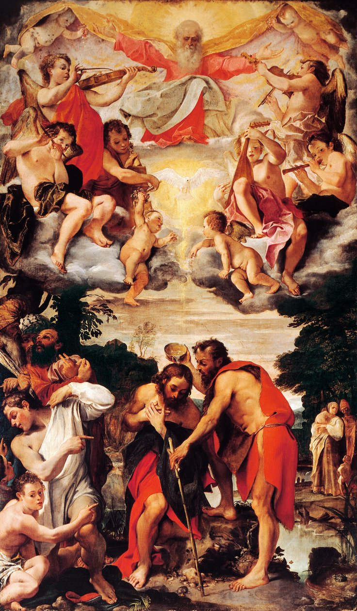 Taufe Christi, Kirche San Gregorio und San Siro, Bologna von Annibale Carracci