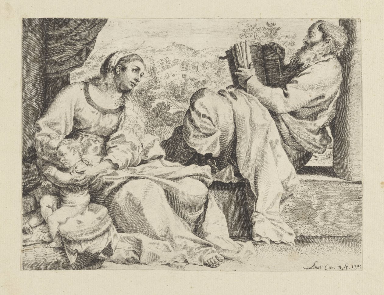 Heilige Familie mit dem jungen Johannes dem Täufer von Annibale Carracci