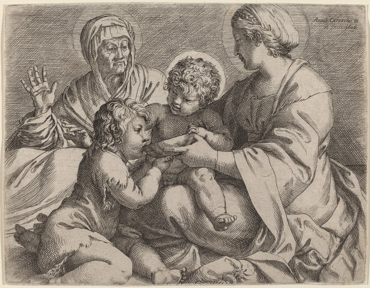 Madonna und Kind mit den Heiligen Elisabeth und Johannes dem Täufer (La Madonna della Scodella) von Annibale Carracci