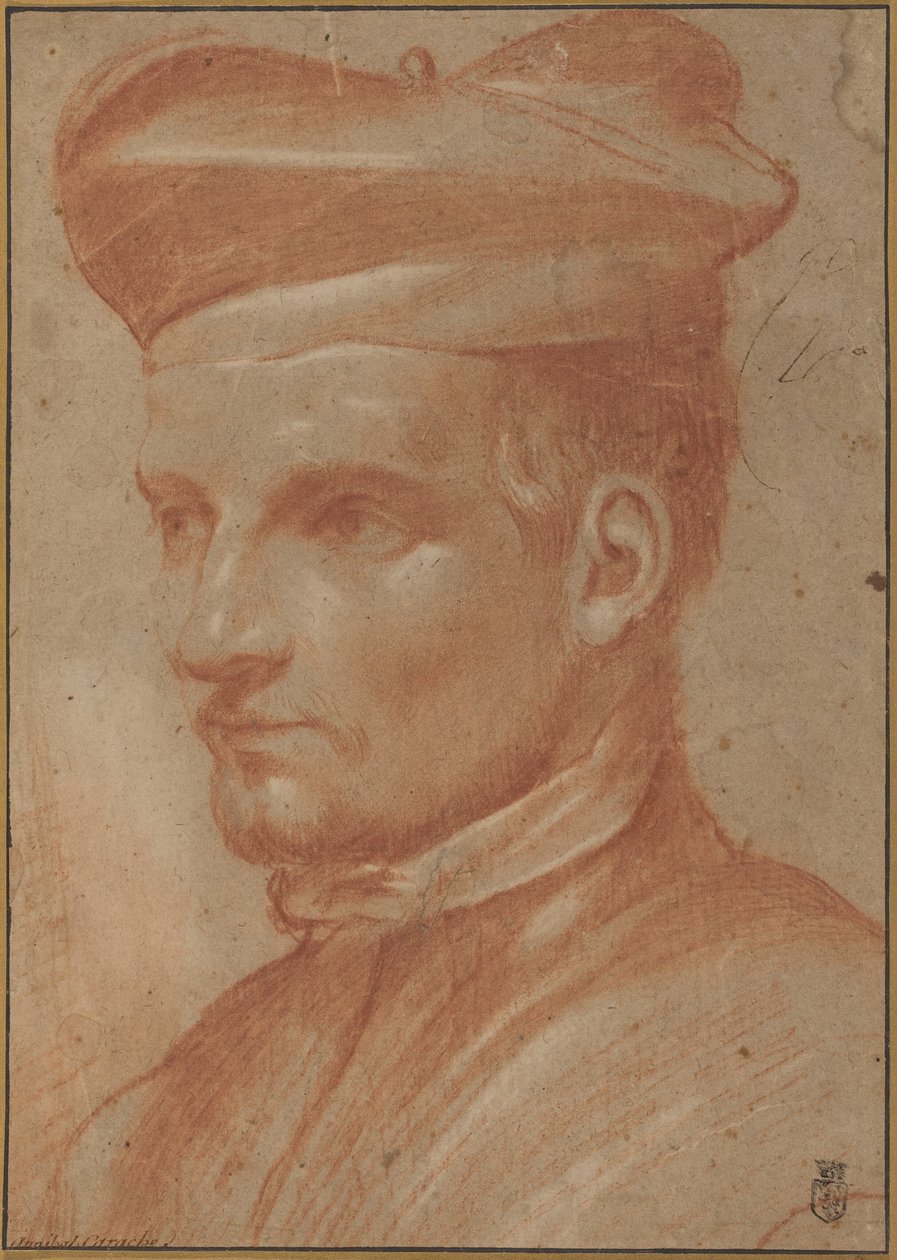Porträt eines Geistlichen mit Birett von Annibale Carracci