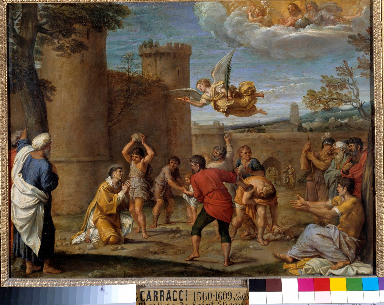 Die Steinigung des Heiligen Stephanus: St. Stephanus war der erste christliche Märtyrer, der 36 n. Chr. durch Steinigung starb. von Annibale Carracci