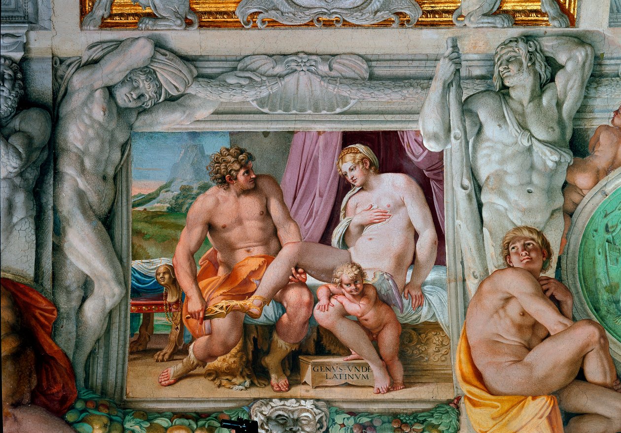 Venus und Anchise Fresko von Annibale Carracci (Annibal Carrache) (1560-1609). 1597-1600 Rom, Palazzo Farnese von Annibale Carracci