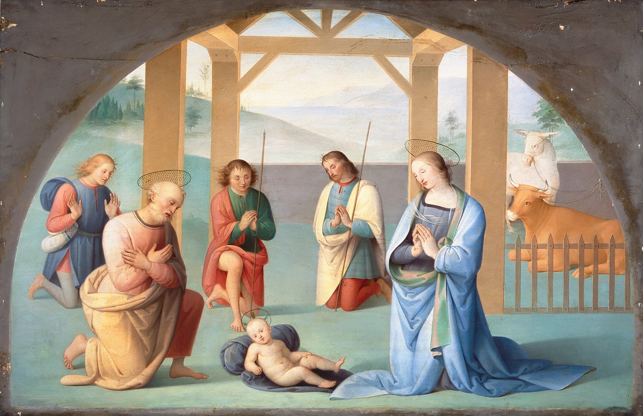 Anbetung des Christkindes (nach Perugino) (Detail) von Annie Louisa Swynnerton