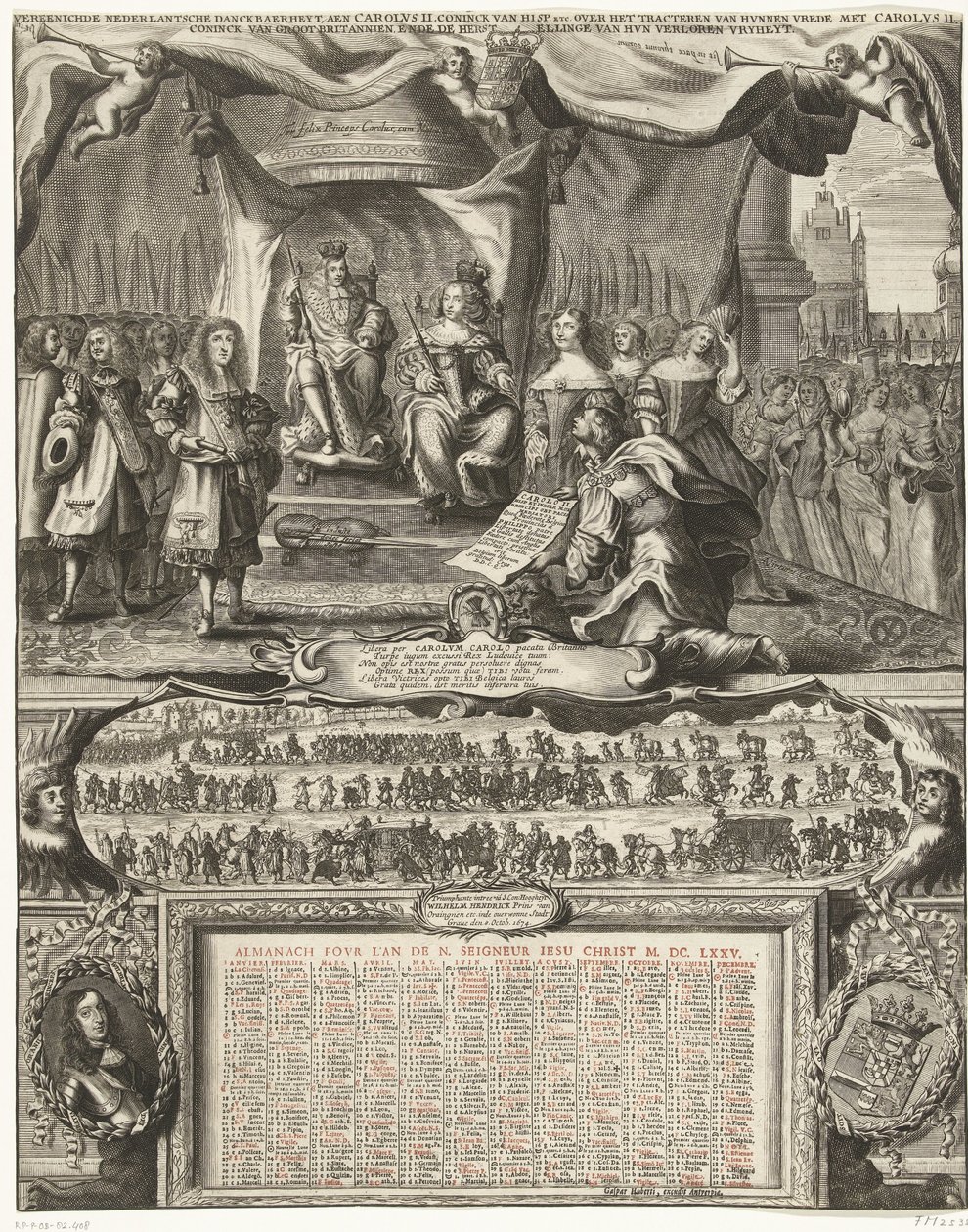 Allegorie auf den Frieden mit England im Jahr 1674 und den Almanach für das Jahr 1675 von Anonymous